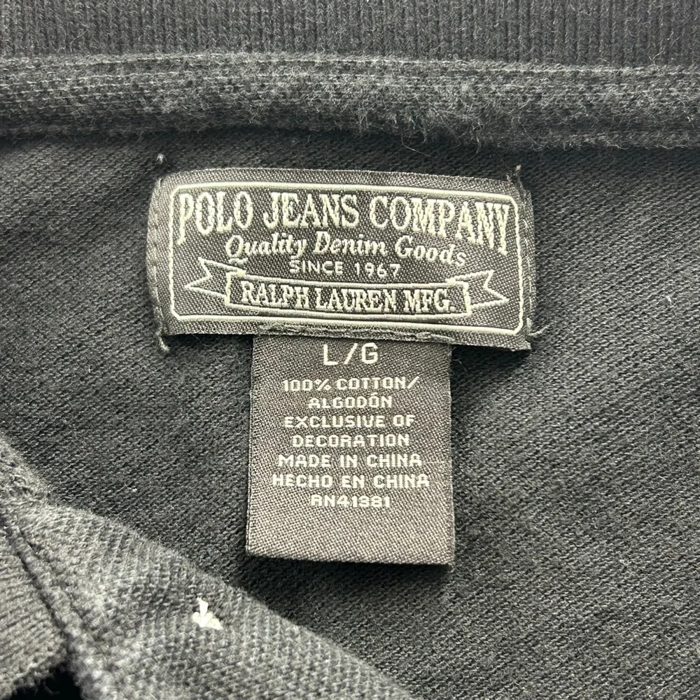 Ralph Lauren Polo Jeans Co Vintage Polo Shirt Mens L Black Golf Preppy Casual